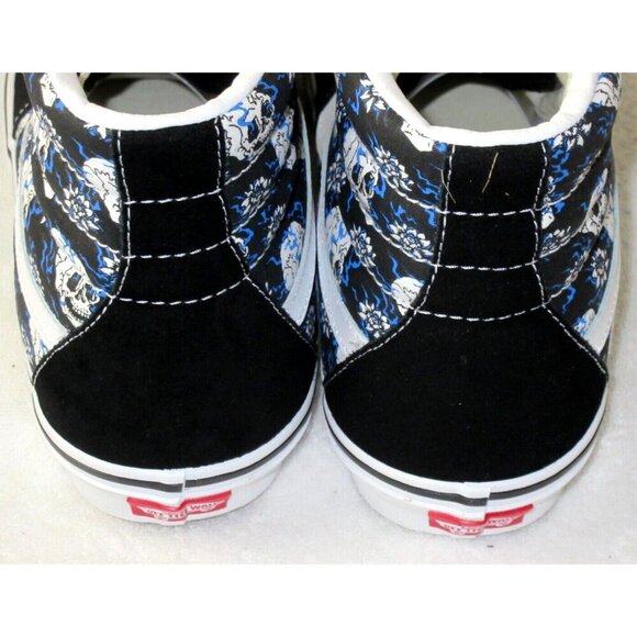 Vans Men's Sk8-Hi Flash Skulls Black Blue White Canvas Suede shoes Sizes NIB - Picture 5 of 5